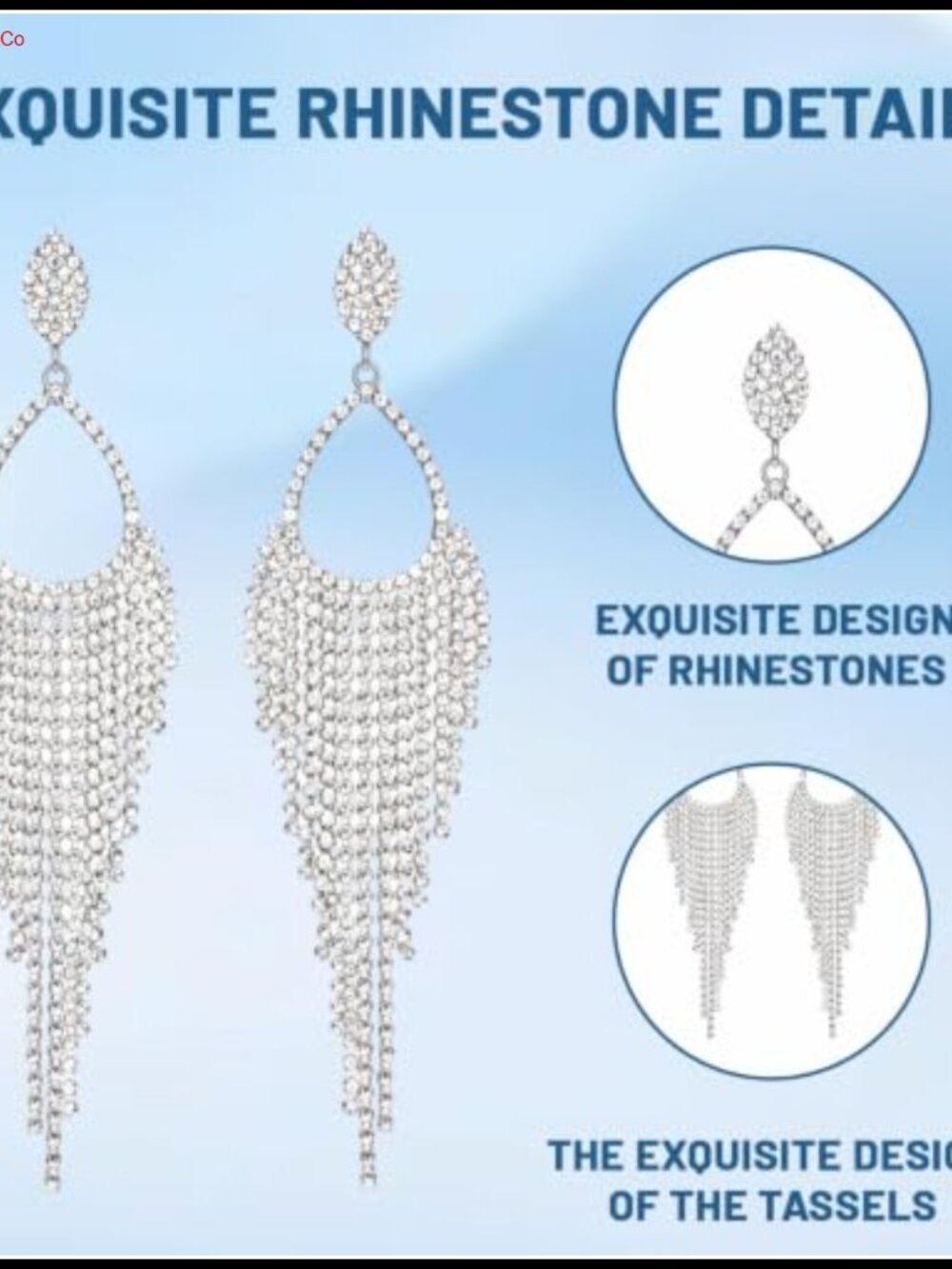 Silver Chandelier Rhinestone Tassel Drop Earrings 2 Pairs for Women - Picture 5 of 6